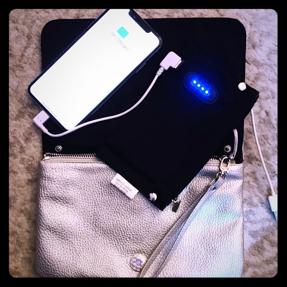⭐️HButler Silver Leather Phone Charging Wristlet